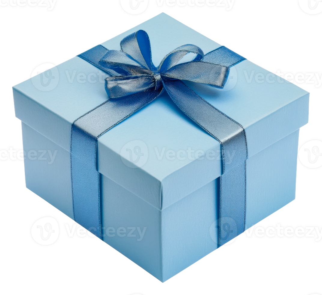 Gift box with a blue ribbon on a white background png