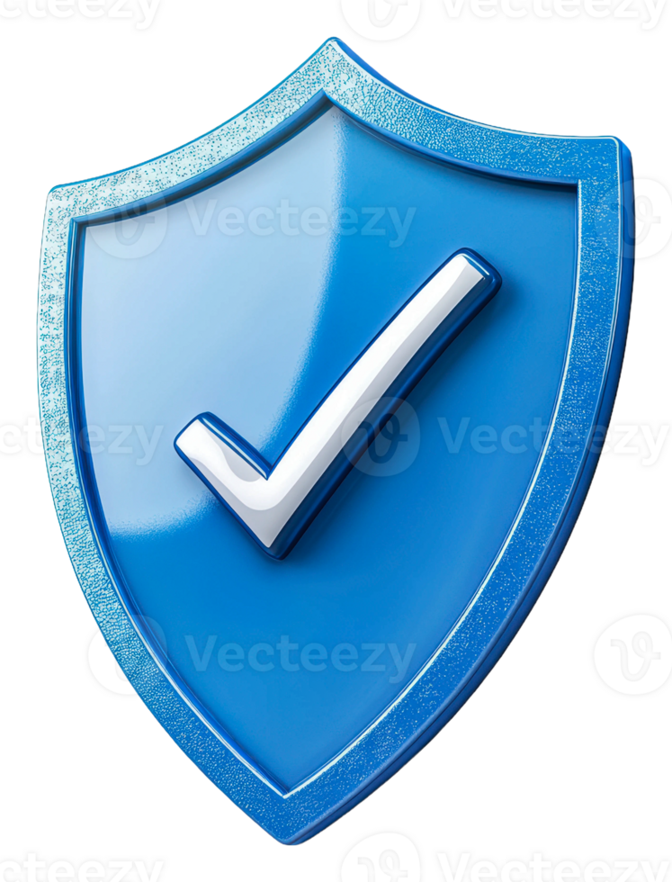 Blue shield with a trust checkmark png
