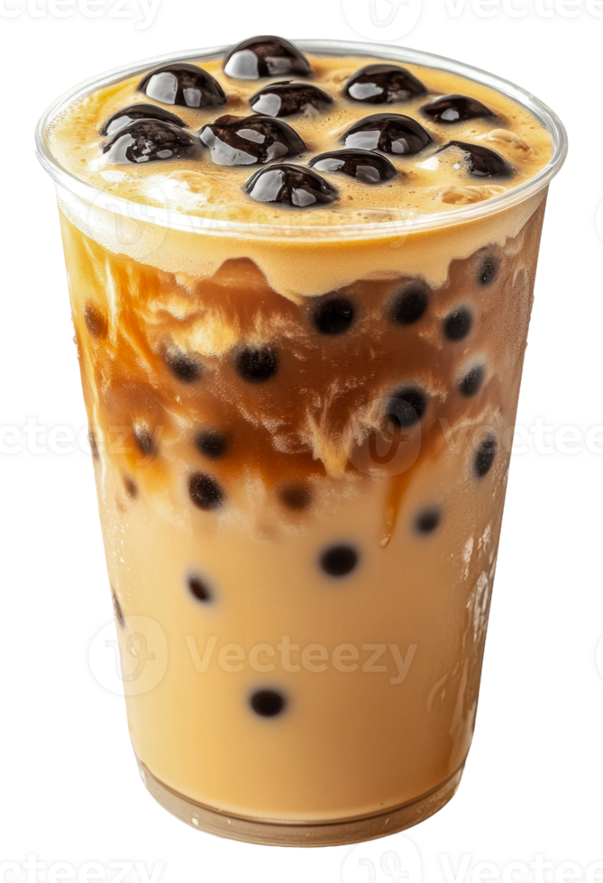 Delicious bubble tea served in a clear cup png