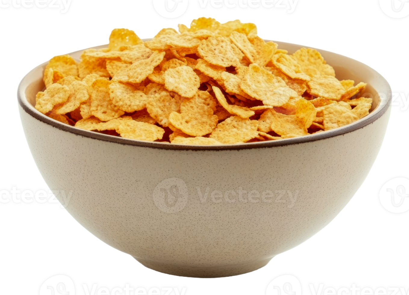 Freshly poured golden breakfast cereal in a bowl png