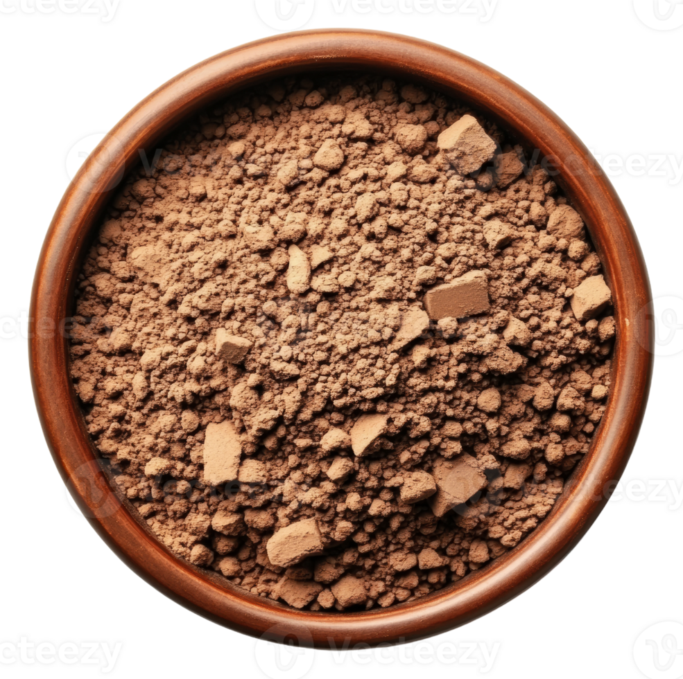 Cocoa powder in a brown bowl png