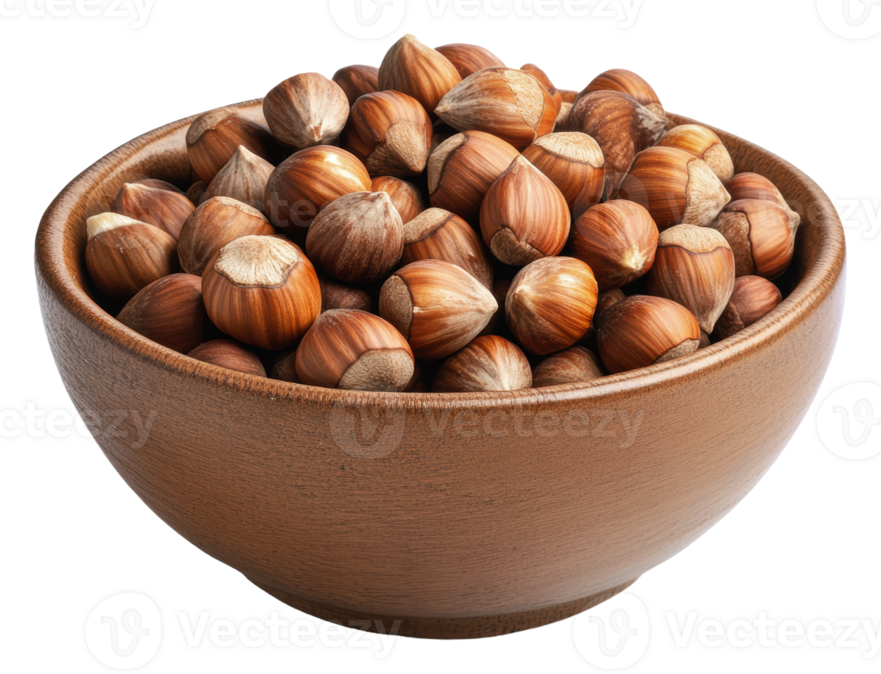 Fresh hazelnuts in a wooden bowl ready for cooking png