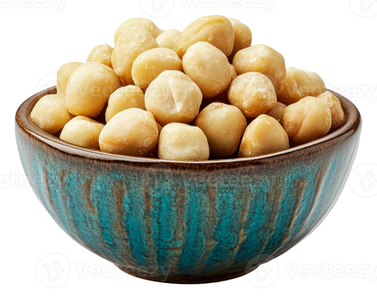 Macadamia nuts in a decorative bowl on a table png