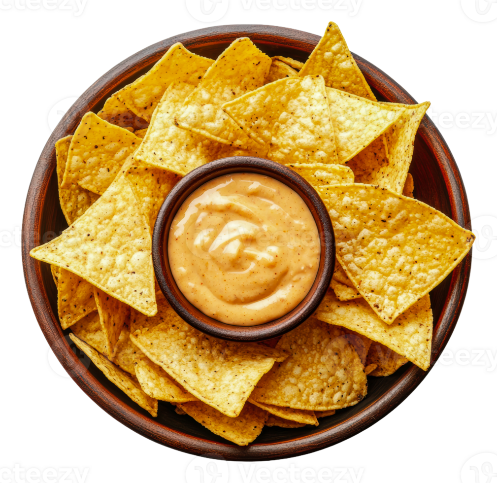 Crispy chips with creamy dip png