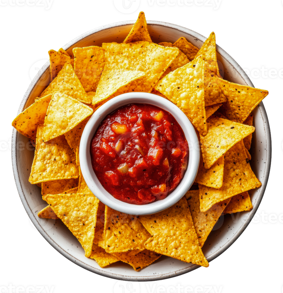Nachos with fresh salsa on a plate png