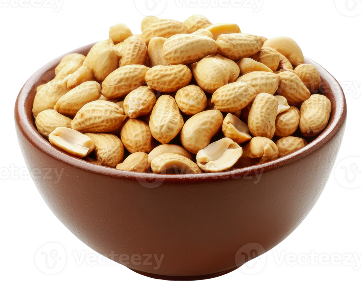 A bowl of roasted peanuts on a white background png