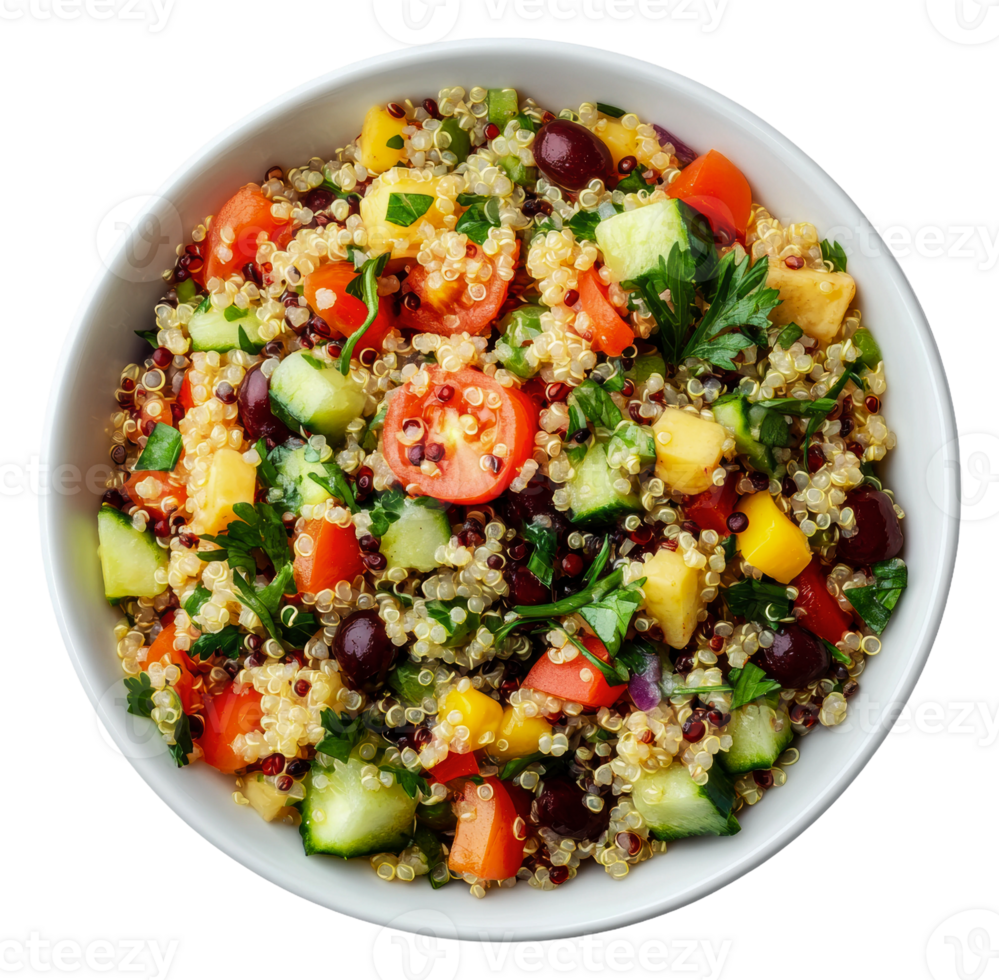 Quinoa salad with veggies and herbs png