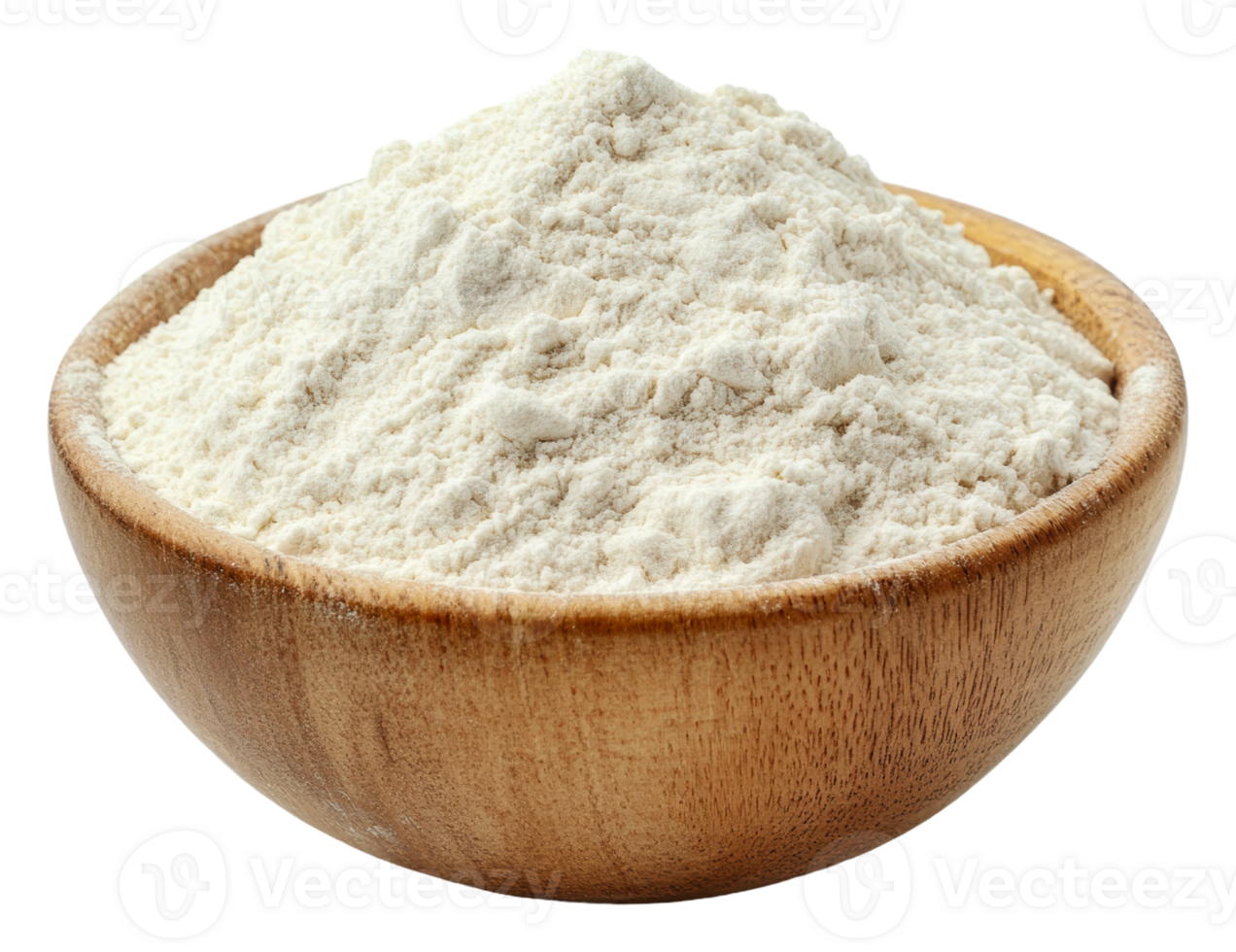 Flour in a wooden bowl ready for baking activities png