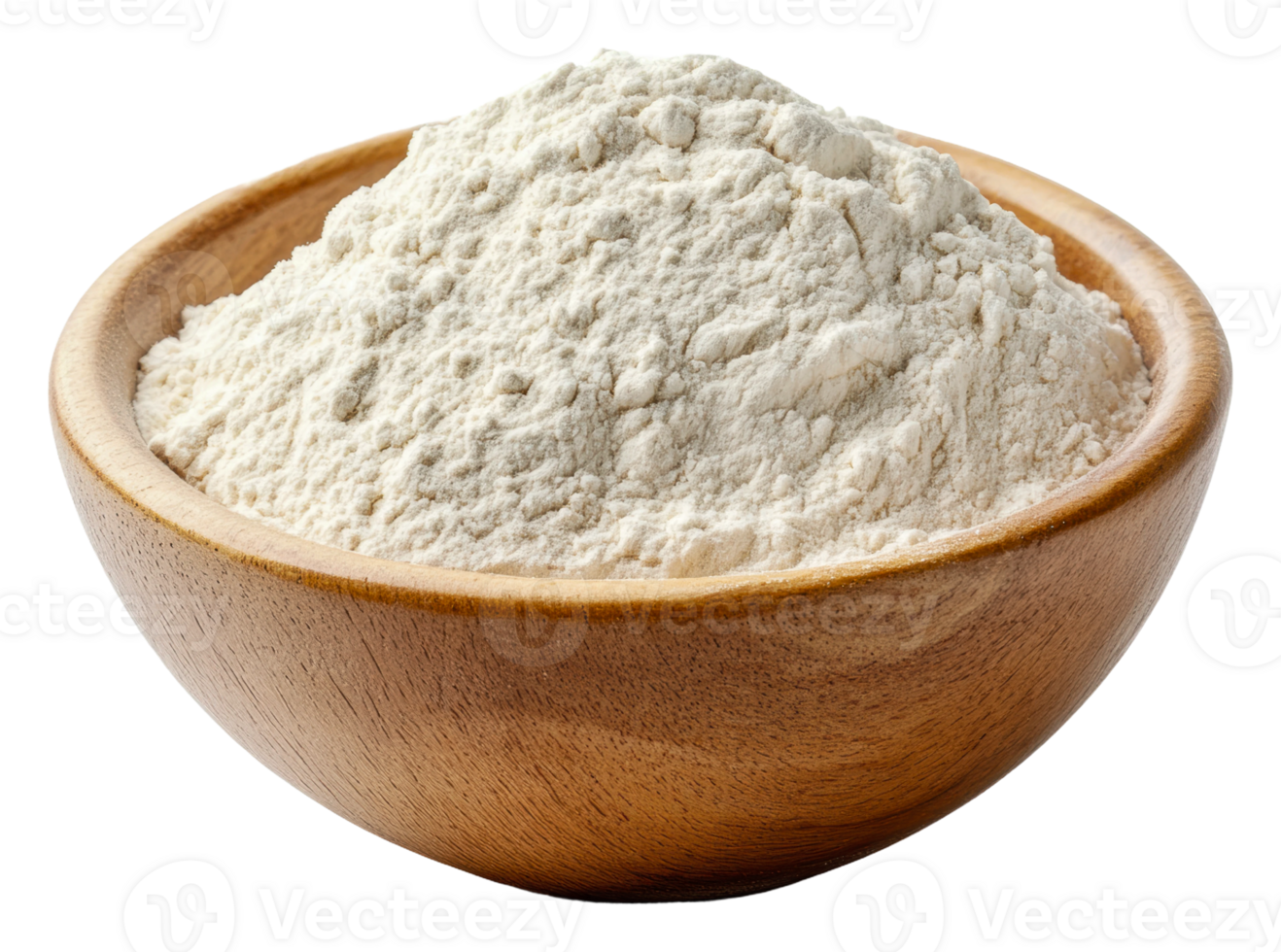 Flour in a wooden bowl ready for baking activities png