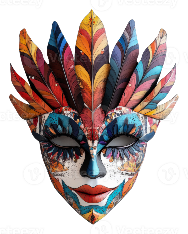 Feather design colorful decorative mask png