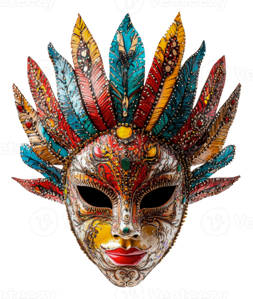 Vibrant feathered mask from cultural festival png