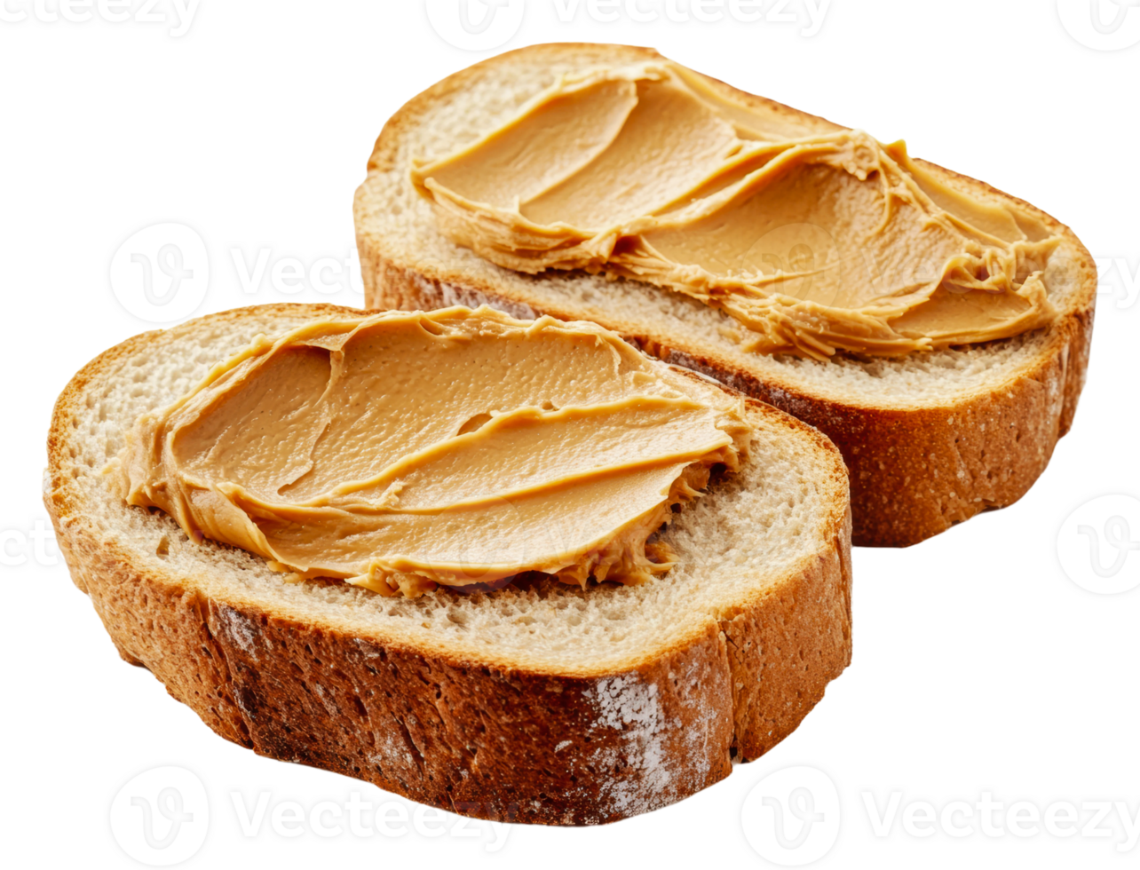 Creamy peanut butter on whole grain bread png