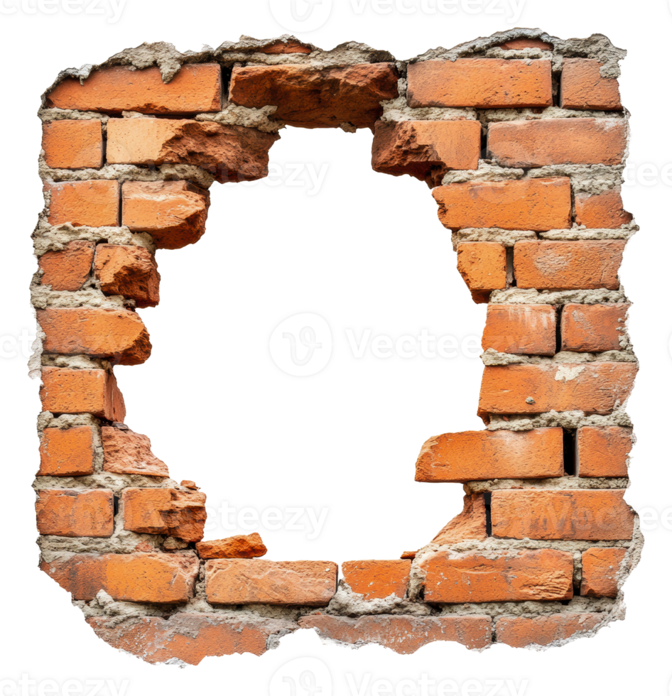 Brick wall opening revealing blank space png