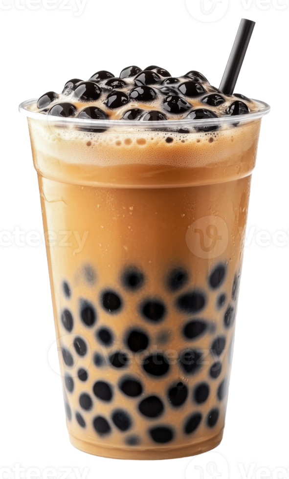Bubble tea with tapioca pearls png