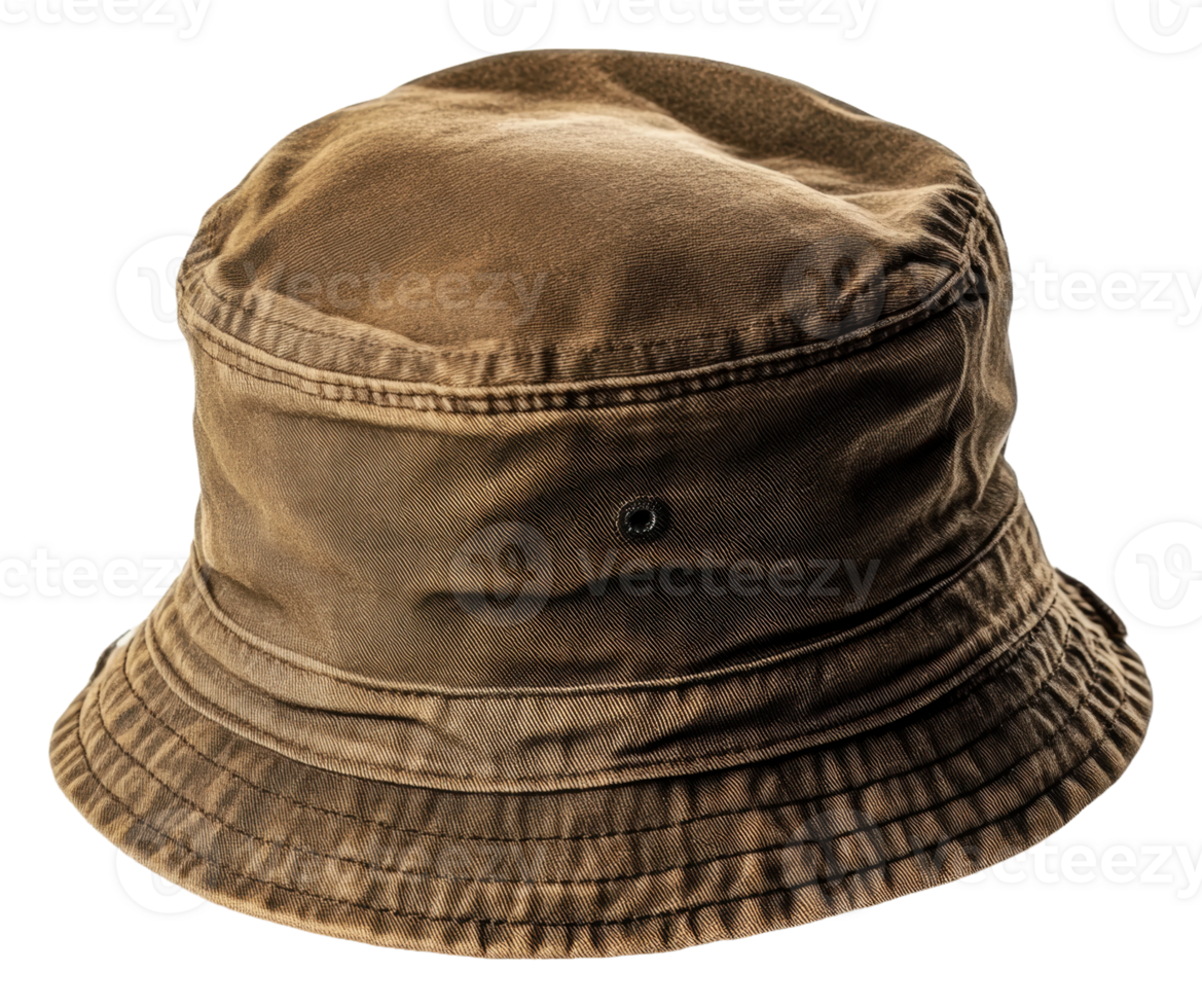 Brown bucket hat displayed on a white background png