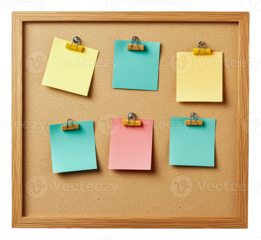 Colorful sticky notes on a board png