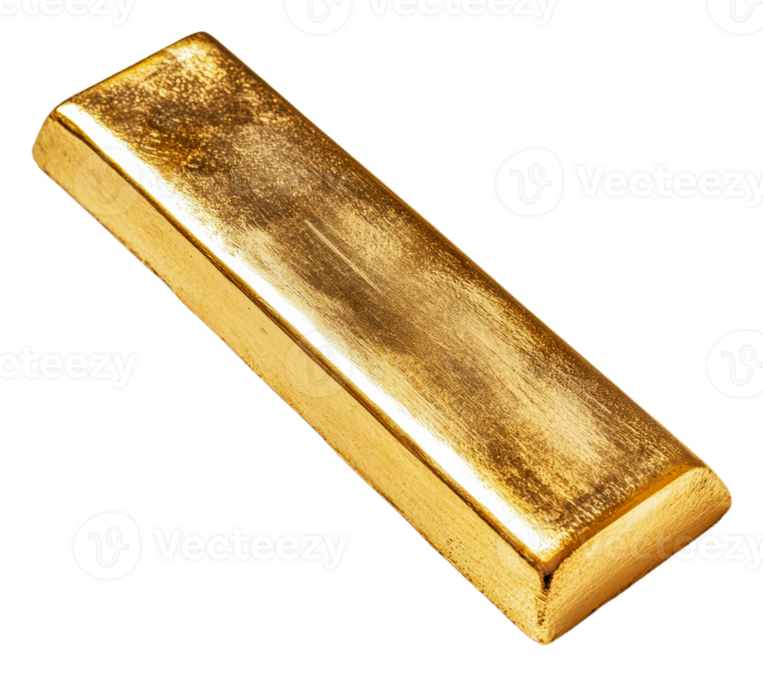 Gold bar resting on flat surface in light png