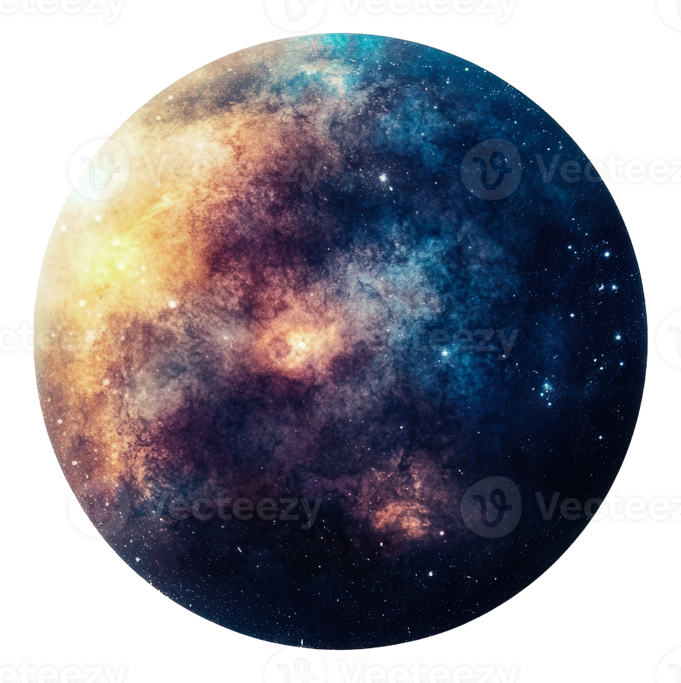 Vibrant cosmic design with stars and galaxies, cut out - stock . png