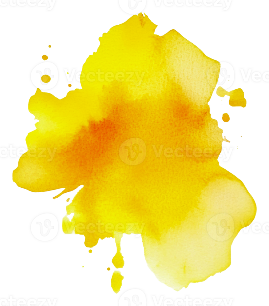 Yellow watercolor splash on white, cut out - stock . png