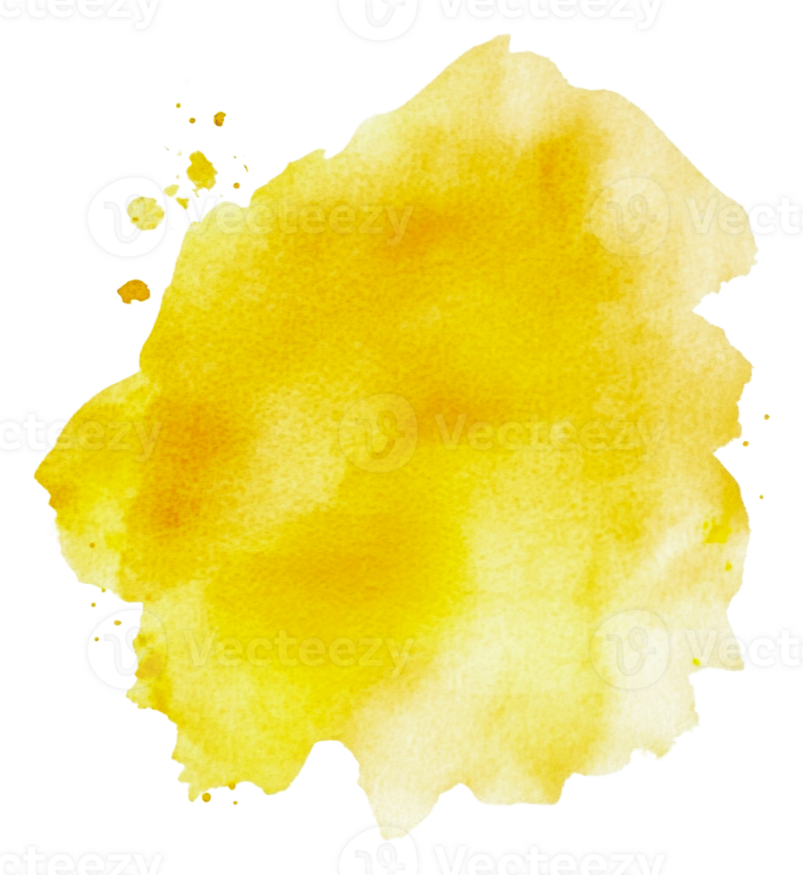 Yellow watercolor splash on white, cut out - stock . png