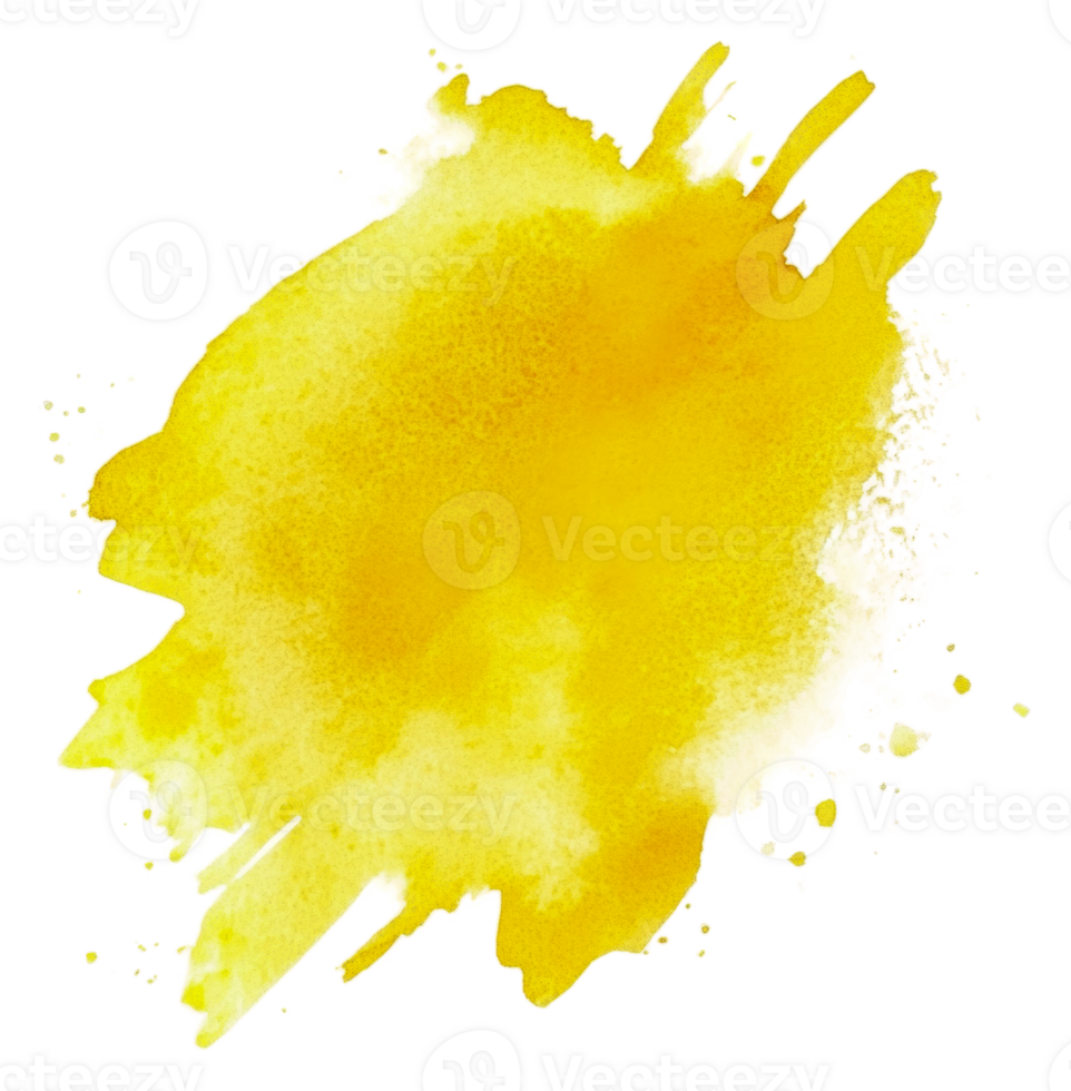 Yellow watercolor splash on white, cut out - stock . png