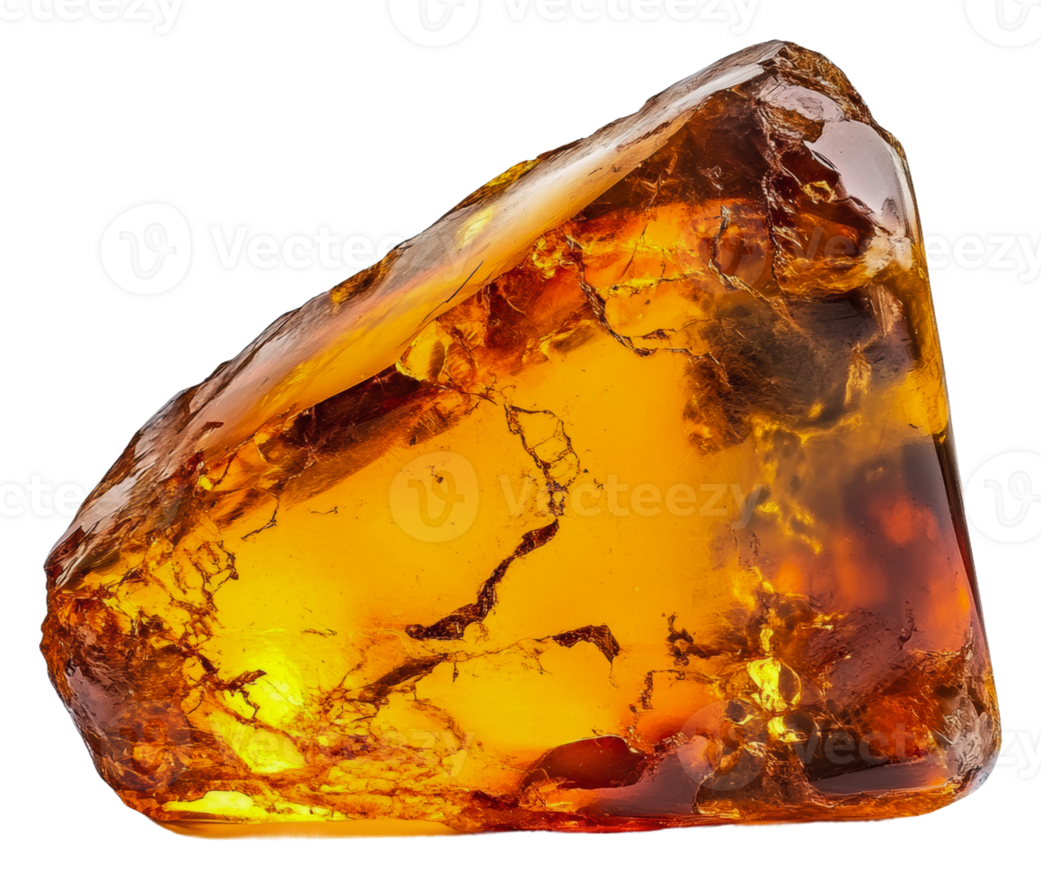 Vibrant, clear natural amber stone, cut out - stock . png