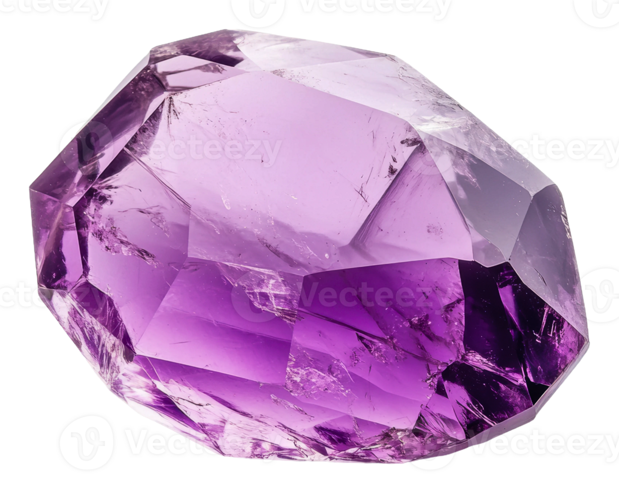 Amethyst crystal from geological collection, cut out - stock . png