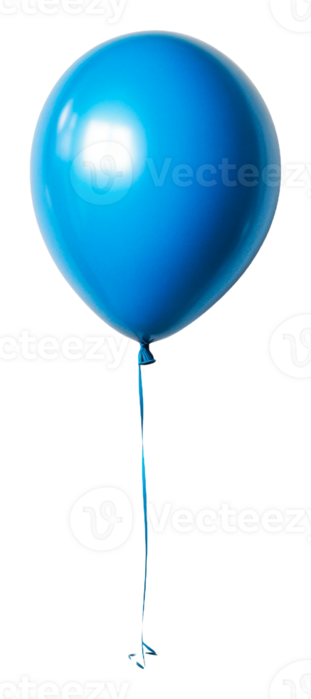 A single bright blue balloon floating upwards, cut out - stock . png