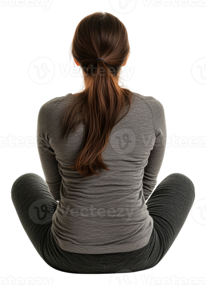 Woman practicing yoga in a tranquil indoor setting, cut out - stock . png