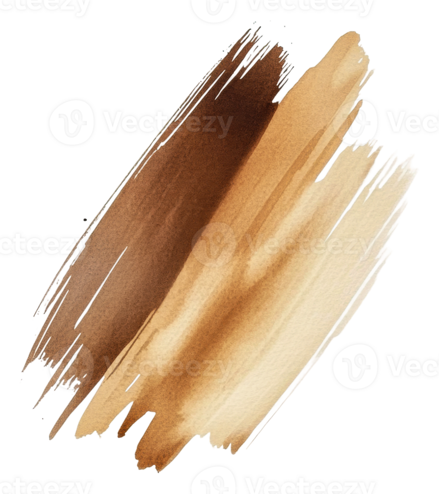 Elegant watercolor strokes in earth tones on white, cut out - stock . png