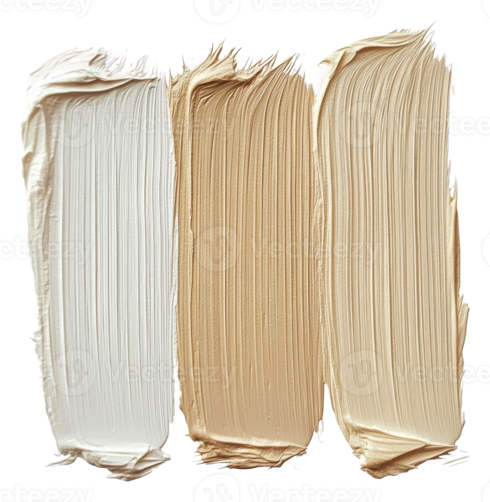 Different shades of creamy paint blended on canvas, cut out - stock . png
