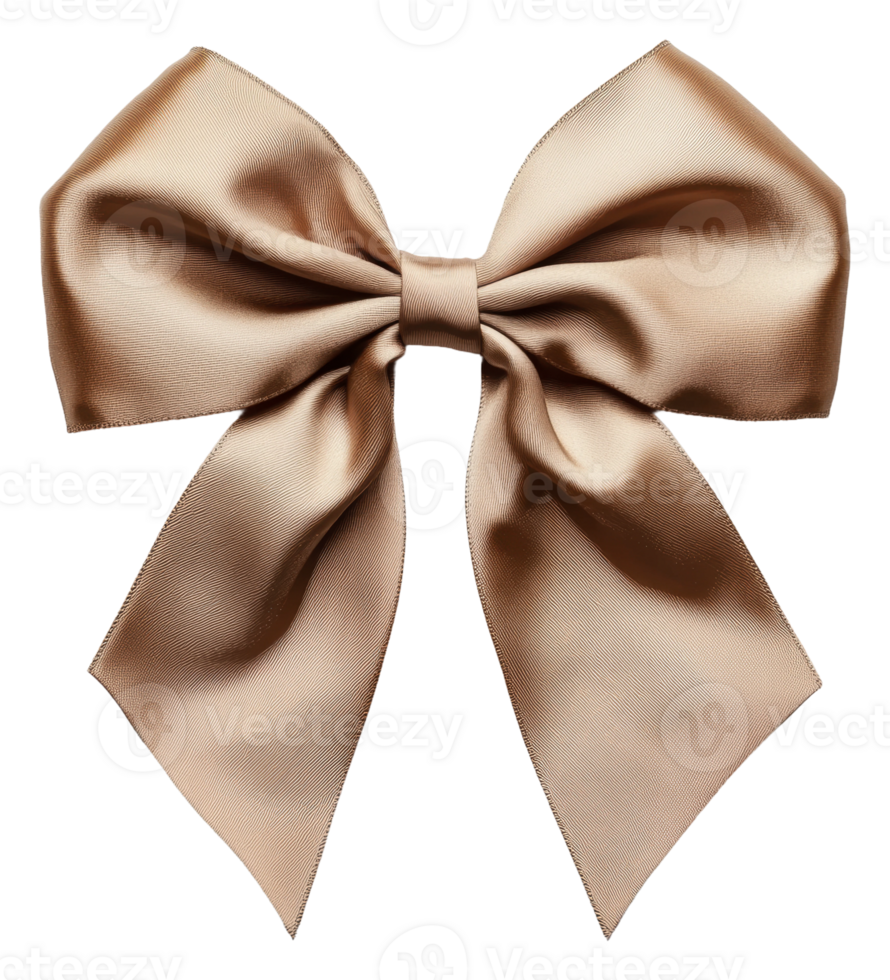Elegant beige satin bow perfect for gift wrapping, cut out - stock . png