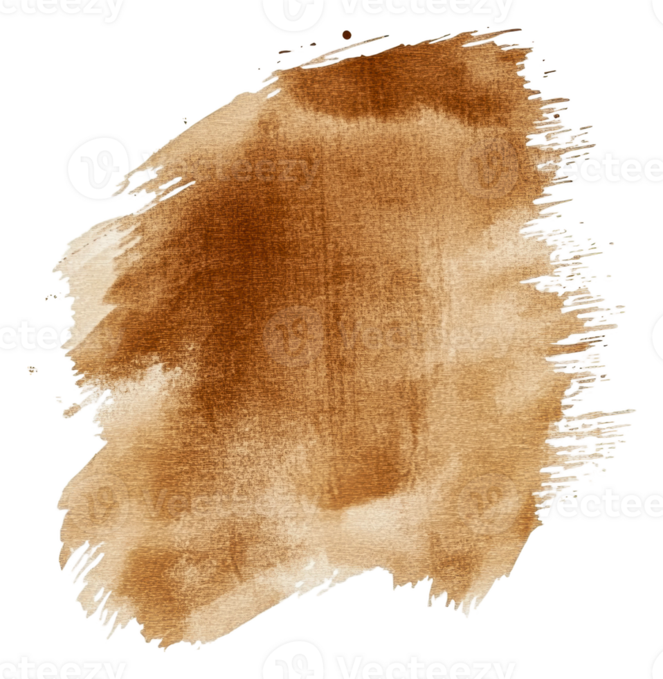 Brown watercolor texture on white, cut out - stock . png