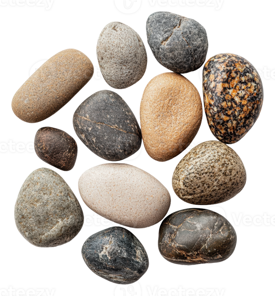Smooth stones on a white background, cut out - stock . png