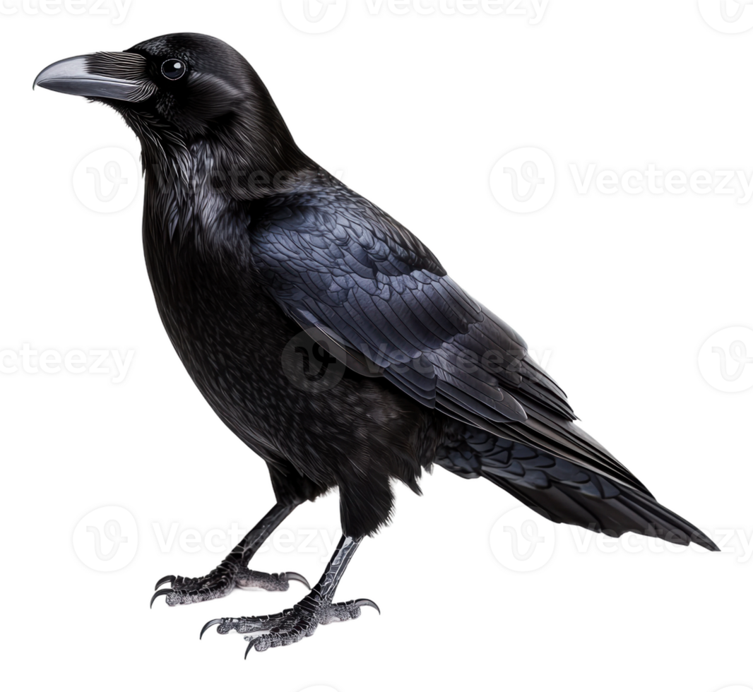 A raven stands proudly on a white background, cut out - stock . png