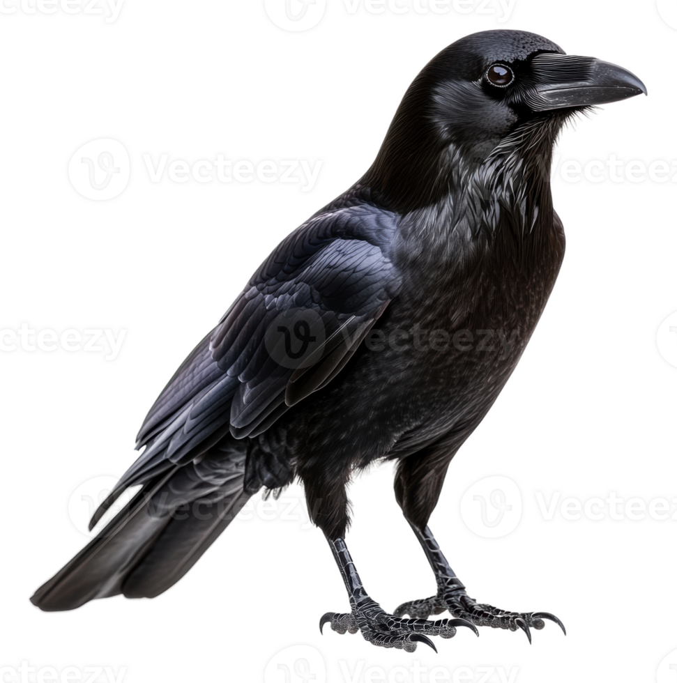A raven perched elegantly on a branch at dusk, cut out - stock . png