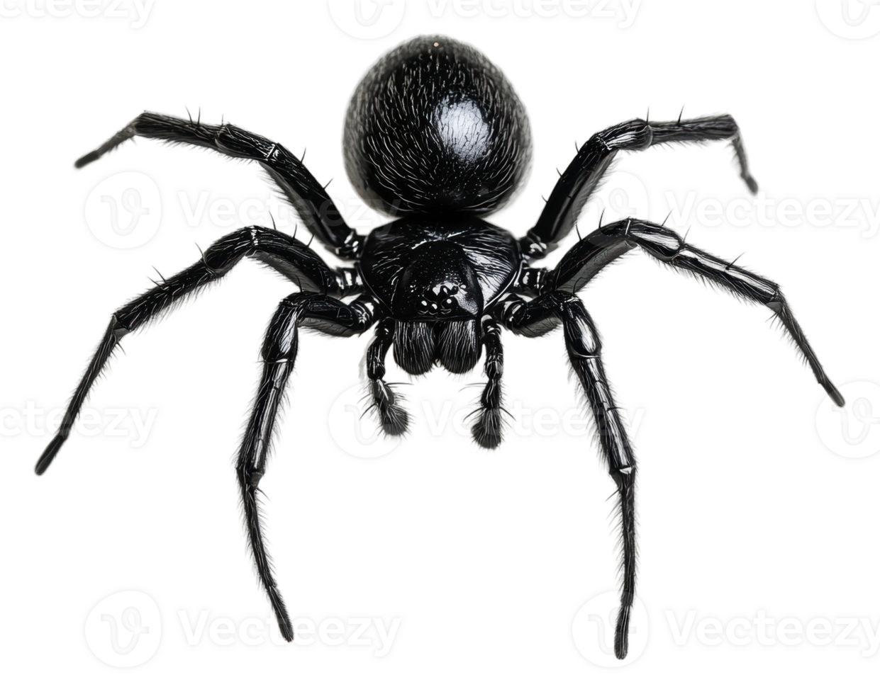 Black spider on white background, cut out - stock . png