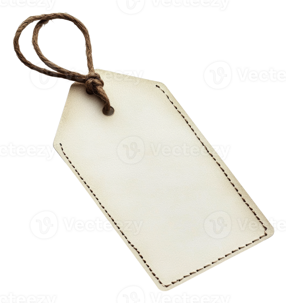 Blank tag with twine for labeling items outdoors, cut out - stock . png