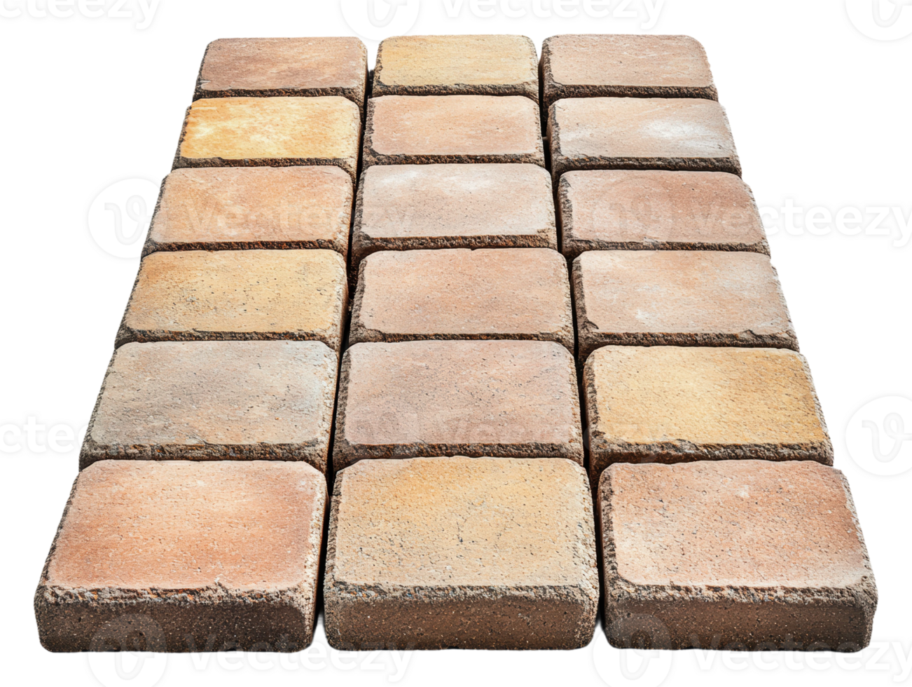 Paving stones arranged in a neat pattern outdoors, cut out - stock . png