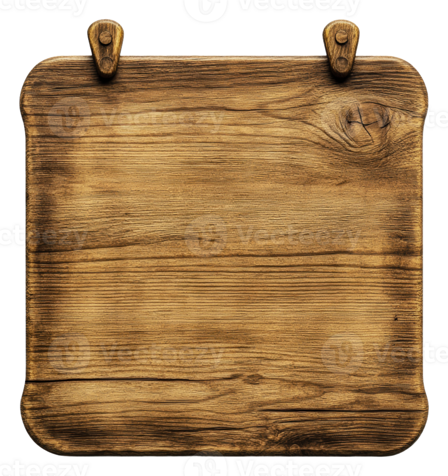 Rustic wooden signboard ready for messages, cut out - stock . png