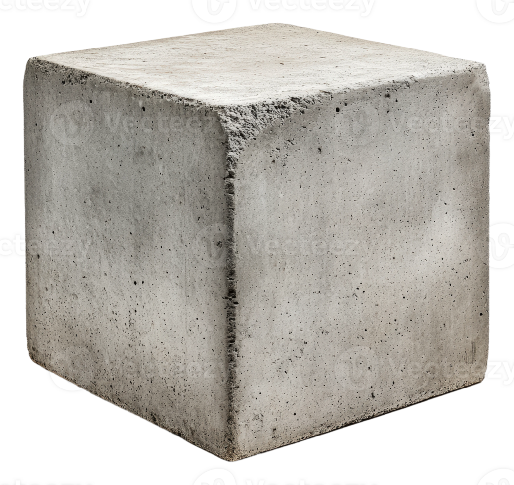Concrete cubic block on a plain background, cut out - stock . png