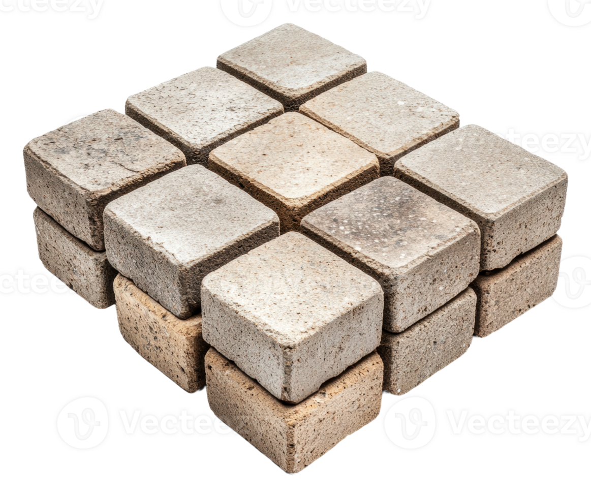 Neutral square paving stone layout, cut out - stock . png