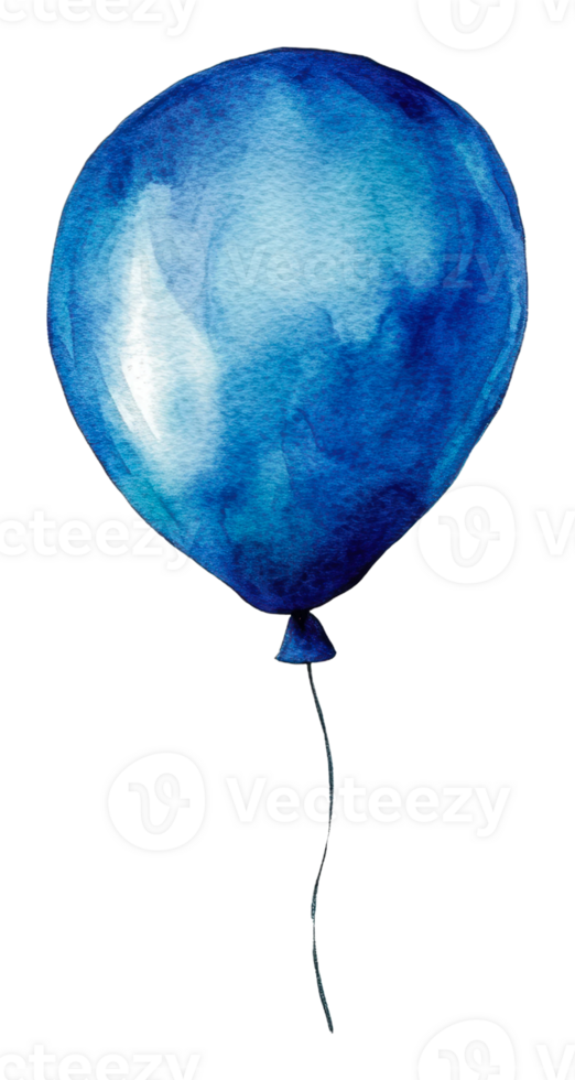 A vibrant blue balloon drifting in the air, cut out - stock . png