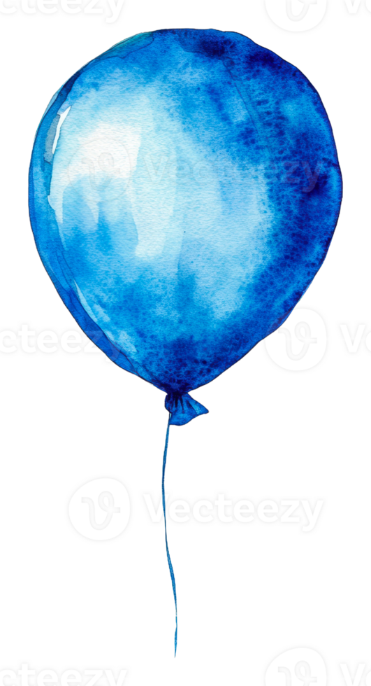 Beautiful blue balloon floating gently in the air, cut out - stock . png