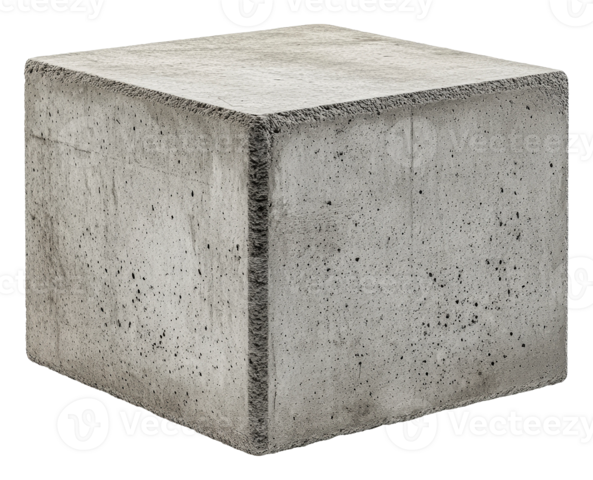 Concrete block placed on a solid surface, cut out - stock . png