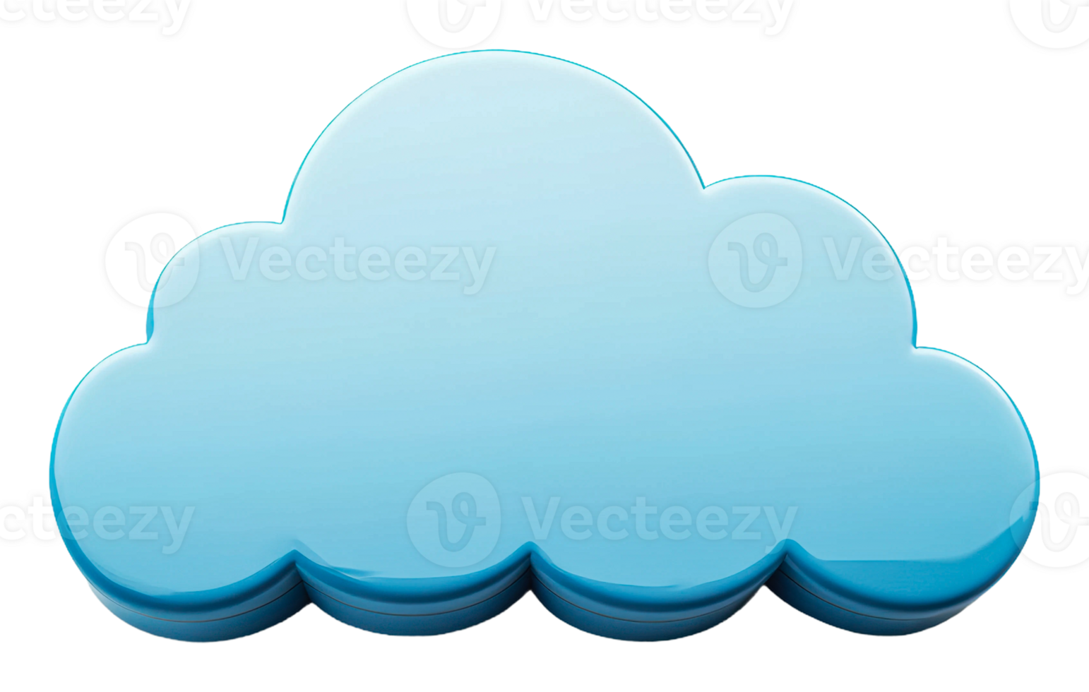 Stylized blue cloud with smooth, glossy finish, cut out - stock . png
