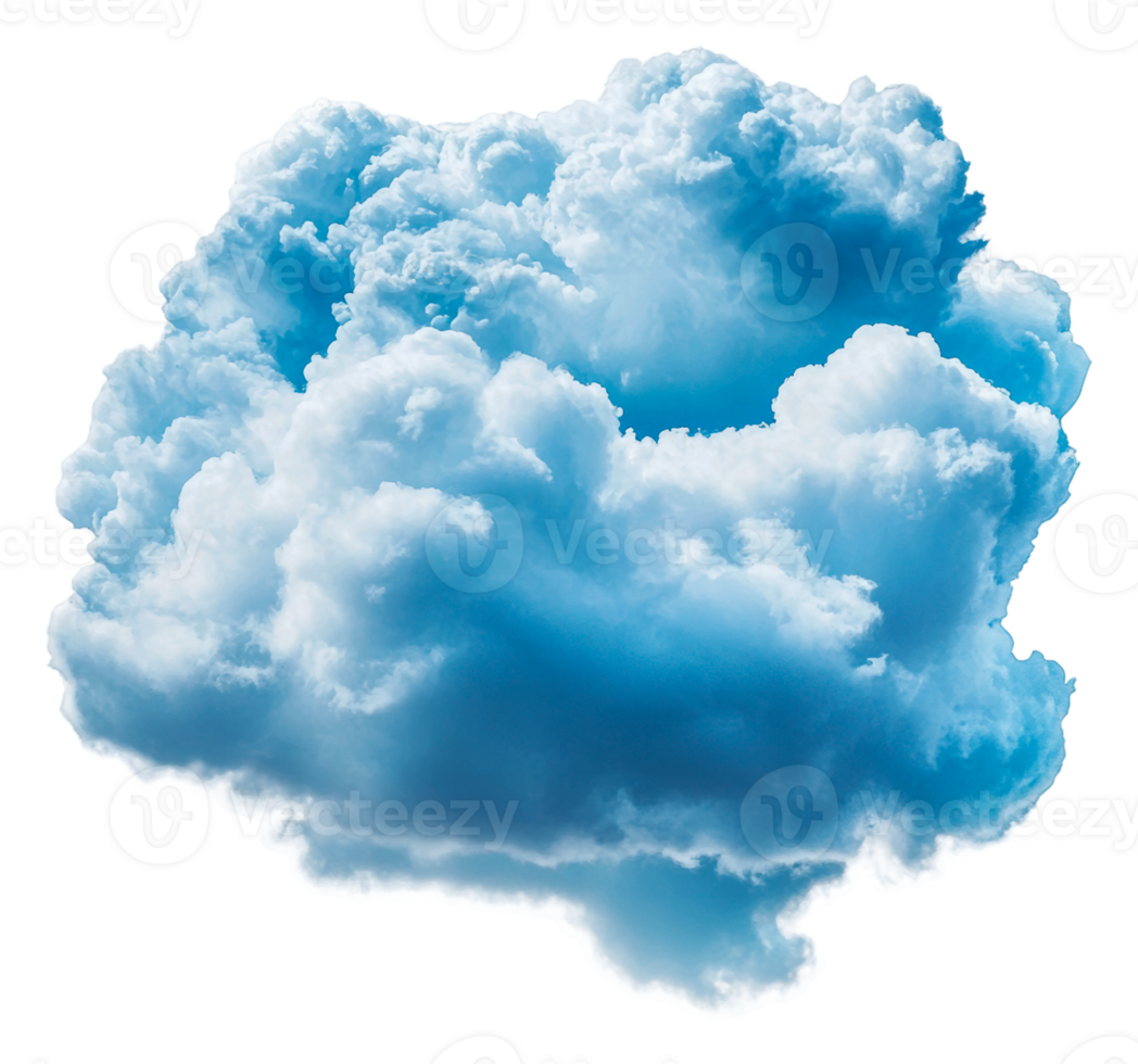 Fluffy clouds float in the blue sky, cut out - stock . png