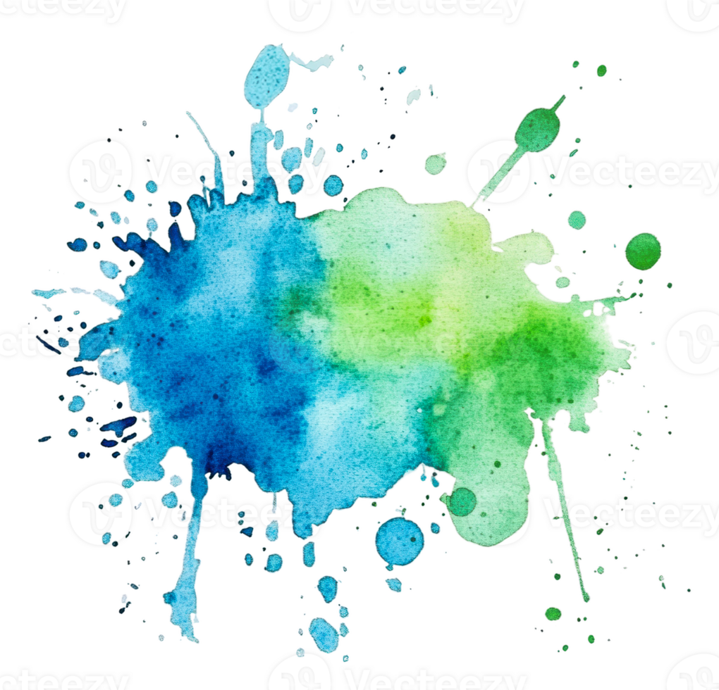 vibrante azul e verde aguarela respingo, cortar Fora - estoque . png