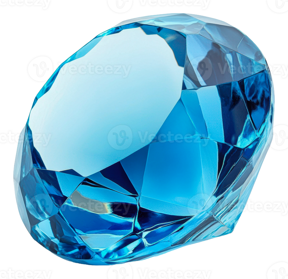 Captivating blue gemstone on a smooth surface, cut out - stock . png