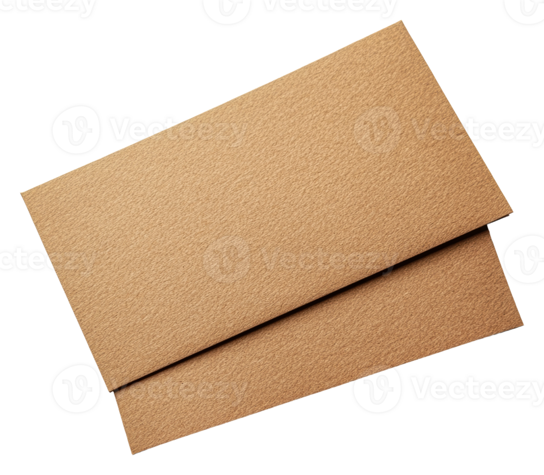 Two brown envelopes on a white surface, cut out - stock . png